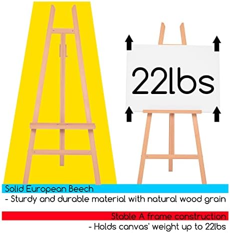 MEEDEN Art Easel Stand for Display - Adjustable Beech Wood Floor Easels for Painting, Holding Canvas up to 60", Ideal for Artist, Adults Painting Canvas, Drawing, Signs - Middle - Image 4