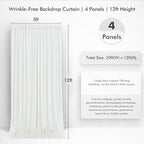 20ftx12ft Ivory Backdrop Curtain for Wedding Party 4 Panels 5×12FT Tall - Image 4