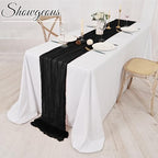 Showgeous 16 Pack Black Cheesecloth Table Runner 17 x 108 Inch - Image 6