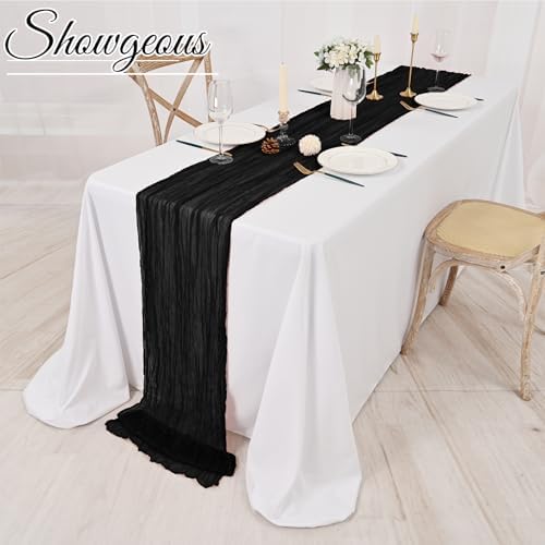 Showgeous 16 Pack Black Cheesecloth Table Runner 17 x 108 Inch - Image 6