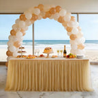 1-Pack Champagne 2-in-1 Tulle Tablecloth for 8-Foot Rectangular Table - Image 3