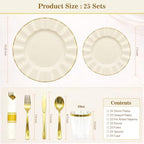 Glowserve Scalloped Plastic Plates Dinnerware Set 175 PCS for 25 Guests - Image 6