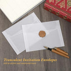 100 Vellum Paper Envelopes for Invitations, 5X7 Inch Pre-Folded Wedding, Birthday & Baby Shower Invitation Wrappers with Wax Seals - Image 2