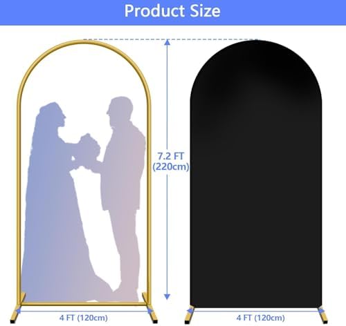 HEMMOTOP Metal Arch Backdrop Stand and Cover Set, Black, 7.2 ft - Image 5