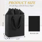 Epoesch 30 Pack Black Small Gift Bags with Handles and 30 Tissue Papers - Image 2