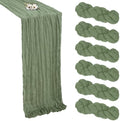 6 Pack Sage Green Cheesecloth Table Runner 10Ft 23 x 120 Inch by RestfulGlow