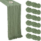 6 Pack Sage Green Cheesecloth Table Runner 10Ft 23 x 120 Inch by RestfulGlow