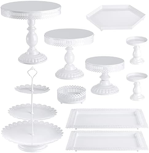 Hedume 10-Set Cake Stands, Metal Cupcake Stand Set with Multiple Combination Styles, Dessert Plate Cake Serving Tray Candy Fruit Display Tower for Wedding, Birthday Party, Anniversary, Baby Shower by Hedume