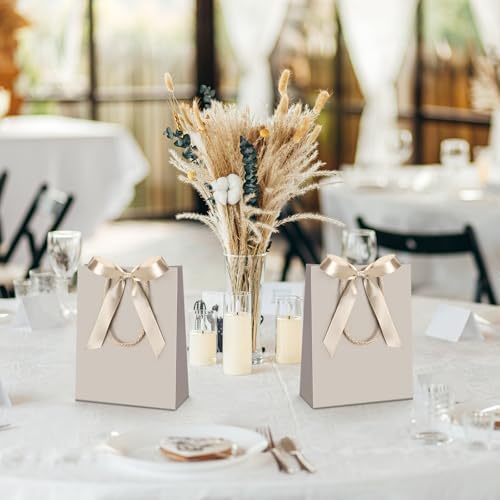 Silkfly 24 Pcs Paper Gift Bags with Handle 9x7x3.15'', Champagne - Image 7
