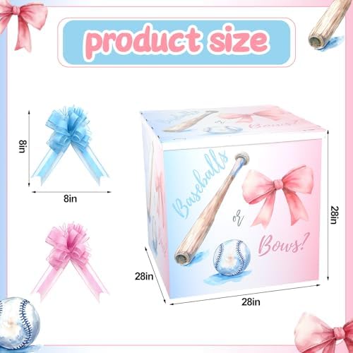AmazingSpark 28in Giant Gender Reveal Gift Box Kit, Baseballs or Bows - Image 2