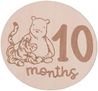 Disney Classic Winnie The Pooh Natural Wood Tone, 12 Piece Wooden Engraved Milestone Cards - Image 2