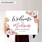 Andaz Press Personalized Large Canvas Baby Shower Welcome Sign, 16 x 20 Inches, Fuchsia Florals, Guestbook Alternative, Custom Baby Shower Sign, for Floral Baby Shower, Baby Sprinkle Theme - Image 6
