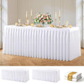 White Polyester Table Cloths for Rectangle 6 Foot Tables, 2 Pack Wrinkle Free Tablecloths Stretchy Banquet Ruffle Fitted Table Cover Desk Skirt for Parties Wedding Birthday Baby Shower by Unknown