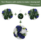 10Pcs Artificial Rose Balls for Centerpieces (Navy Blue & White) - Image 7