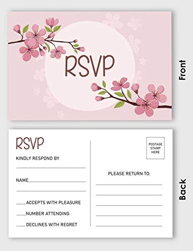 50 Blank RSVP Cards,RSVP Postcards No Envelopes Needed,Floral Print Response Card,RSVP for Wedding,Baby Shower,Bridal Shower - Image 3