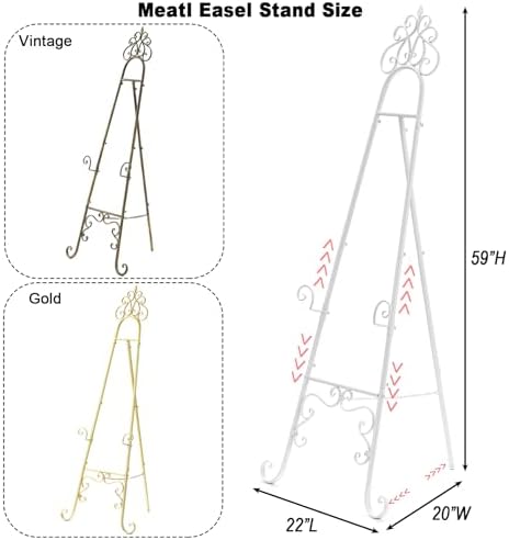 59" H Metal White Large Adjustable Easel Stand for Wedding Sign - Image 3