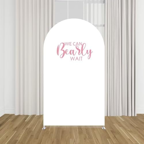 We Can Bearly Wait Theme Arch Backdrop Stand Covers for Parties Supplies White Arched Stretchy Fabric Cover Birthday Party Favors Decorations (2.6x6FT) - Image 3