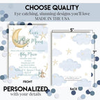 Custom Baby Shower Invites Over the Moon Invitations for Boys, Pack of 30 5x7 Personalized Sleepy Cloud & Stars Invites with Thirty Envelopes - Unique Watercolor Baby Shower Cards by AmandaCreation - Image 2