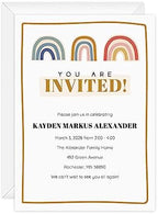 Canopy Street Personalized Modern Rainbow Invitations / 25 Custom All Occasion Invites With White Envelopes / 5" x 7" Flat DIY Boho Rainbow Birthday Baby Shower Party Invite/Made In The USA by CanopyStreet