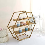 Efavormart 3-Tier Metal Hexagon Cupcake Stand 21" Matte Gold - Durable Contemporary Dessert Holder Appetizer Display for Upscale Events Banquets & Gatherings - Image 5