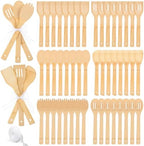 Reallnaive 72 Pcs Bamboo Spatula Wooden Kitchen Utensil Bulk 12''wood Spoon Spatula for Cooking with Ribbon Bridal Baby Shower Game Prize Wedding Party Favors Housewarming Gift (Various Style) by Reallnaive
