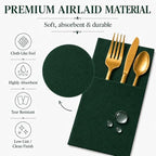 100Pcs Green Napkins Disposable Linen Feel Dinner Paper Napkins with Built-in Flatware Pocket, 16in x 16in Airlaid Paper Pre-Folded Napkin for Silverware Baby Shower Easter Wedding Birthday Party - Image 5