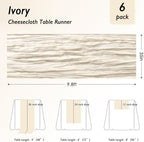 20 Pack Ivory White Cheesecloth Table Runner 120 Inch Boho Wedding Decor - Image 2