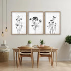 flowtorely Flower Plant Wall Art Decor 16"x11" Set of 3 Black And White - Image 3