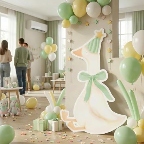 One Silly Goose Birthday Decorations Life Size Cardboard Cutout 35 x 24 Inch, Silly Goose Backdrop Stand Up for 1st Birthday Party, Baby Shower & Duck Farm Animal Birthday Photo Prop (Sage Green) - Image 3