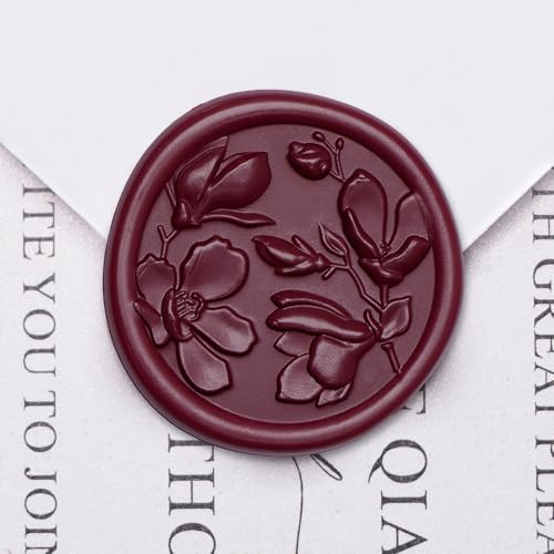 UNIQOOO 50 Pack Pre-Folded Burgundy Floral Vellum Jackets&UNIQOOO Wax Seal Stickers - 3D Magnolia - Image 6