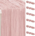 6 Pack Blush Pink Cheesecloth Table Runner 35x120 Inch 10Ft Rustic Gauze Cheese Cloth Table Runner Sheer Cheesecloth Table Runners for Wedding Party Bridal Shower Decoration by SuBleer