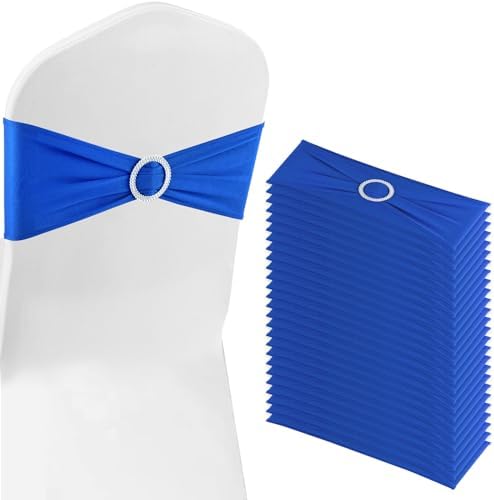Royal Blue Chair Sashes 50 Pack Spandex Stretch Chair Band Sashes with Buckles for Folding Chairs Wedding Party Reception Baby Shower Events Banquet Decorations by Bringsparkletoeverydaylife