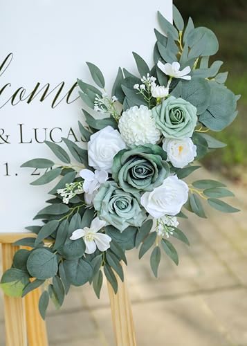 Artificial Sage Green Wedding Arch Flower Floral Swags Set of 2 - Image 4