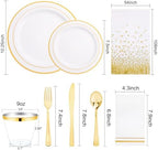 GATHER 176PCS White Gold Plastic Plates Disposable for Wedding Party - Image 2