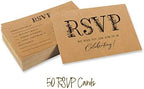 50 Blank RSVP Cards,RSVP Postcards No Envelopes Needed,Rustic Kraft Print Response Card,RSVP for Wedding,Baby Shower,Bridal Shower - Image 5