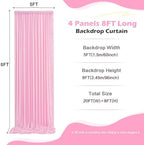 20ft x 8ft Wrinkle Free Pink Backdrop Curtain for Parties, 4 Panels 5×8ft Silky Polyester Light Pink Photo Backdrop Drapes Back Drop Cloth for Girl Party Birthday Wedding Gender Reveal Photography - Image 2