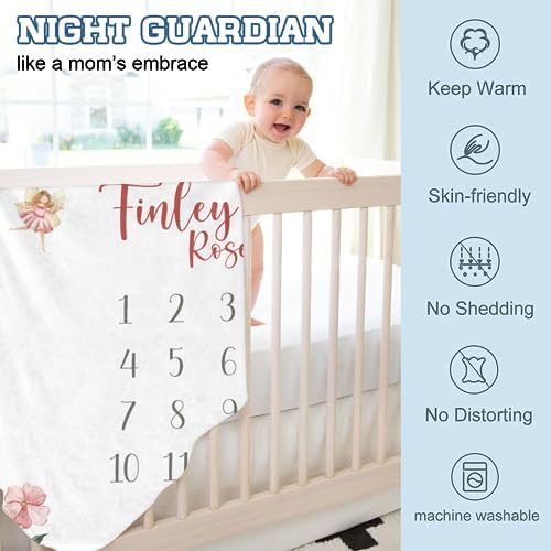 Personalized Baby Milestone Blanket for Boys Girls Baby Month Blanket- First Year Calendar Monthly Growth Chart - CartoonPrint Halloween Birthday Gifts for Infant Todder(FixedSize) - Image 6