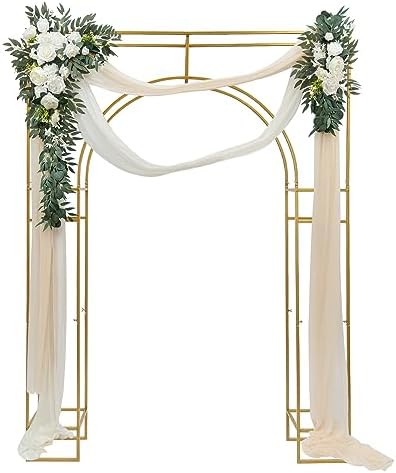 7.8 FT Wedding Arch Backdrop Stand, Balloon Arch Stand Gold Metal Arch Backdrop Stand Wedding Arches for Ceremony, Weddings, Birthday Parties, Engagements, Baby Showers by Cbhfmljd