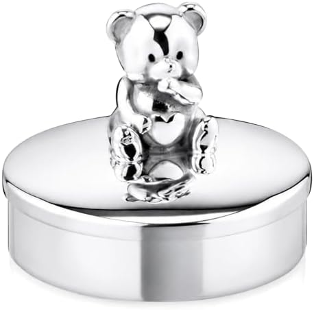 Teddy Bear 925 Sterling Silver First Curl & Tooth Keepsake Box by KRYSALIIS