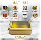 Pack of 2 Gold Rectangular Cookie Tins Container With Clear Lid, Multipurpose Tin Box, Festive Tin Box for Gift Giving, Cookies, Stationery & More - 7.25 x 5.25 x 2.25 Inches - Image 5