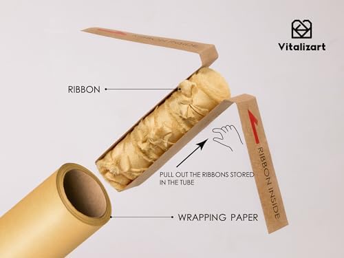 Vitalizart Gold Wrapping Paper Set 30" Pearly-Lustre Ribbons & Gift Tags - Image 3