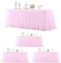 Suppromo 4 Pack 6ft Pink Tablecloths for Rectangle Tables, 72 x 30 Inch Pink Rectangular Table Cloth with Tutu Skirt for Baby Shower, Birthday Party, Banquet, Buffet, Cake by Suppromo