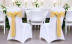 MDS Pack of 25 Chiffon Chair Sashes for Wedding & Event Décor - Gold - Image 2