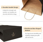 BagDream Recyclable Kraft Paper Gift Bag, 8x4.25x10.5 Inches, 100Pcs, Black, with Handles, Bulk, FSC Compliant, Multipurpose - Image 6