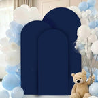 FANPROMS Wedding Arch Cover 7.2FT 6.6FT 6FT Navy Spandex Arch Cover Set of 3 Arch Covers Stretchy Backdrop Round Top Arch Cover for Arch Stand Chiara Backdrop Covers for Wedding Birthday Party Decor - Image 5