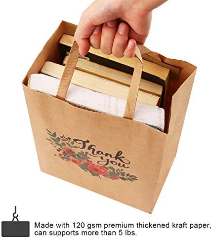 50Pcs 10x8x4.7 Thank You Gift Bags Bulk, Thank You Bags for Business Small, Sturdy Brown Paper Small Gift Retail Bag Bulk (A) - Image 3
