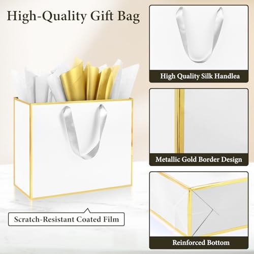 Addblu 24 Pack White Large Gift Bags with Handles & 72 Tissue Papers - Image 3