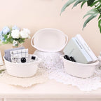 6 Pack Baskets for Gifts Empty, 12"x 8"x 5" White Woven Gift Baskets with 6 Bags and 6 Bows, Bulk Storage Baskets with Handles for Raffle, Baby Shower, Wedding, Party Favors - Image 4