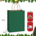 BagDream Medium Gift Bags with Handles 8x4.25x10.5 Forest Green 100Ct Bulk - Image 2