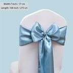 50 Pack Dusty Blue Chair Sashes, Satin Chair Ribbons for Wedding Party Birthday Reception Decorations, Dusty Blue Satin Chair Bows for Chairs - Image 5